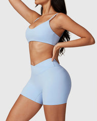 Light Blue Medium-Impact Yoga Bra for Women