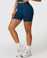 Emblem Blue Sculpt Elastic Waistband Shorts