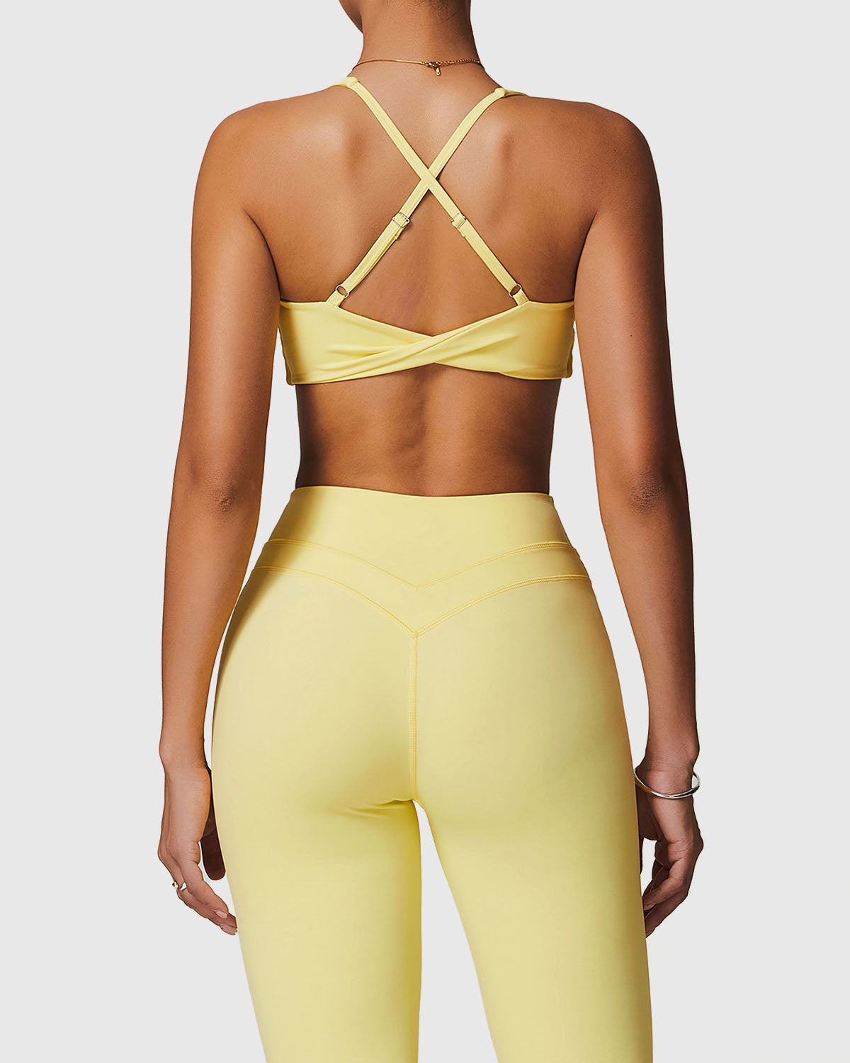 Yellow Medium Support Strappy Cross Back Bra 
