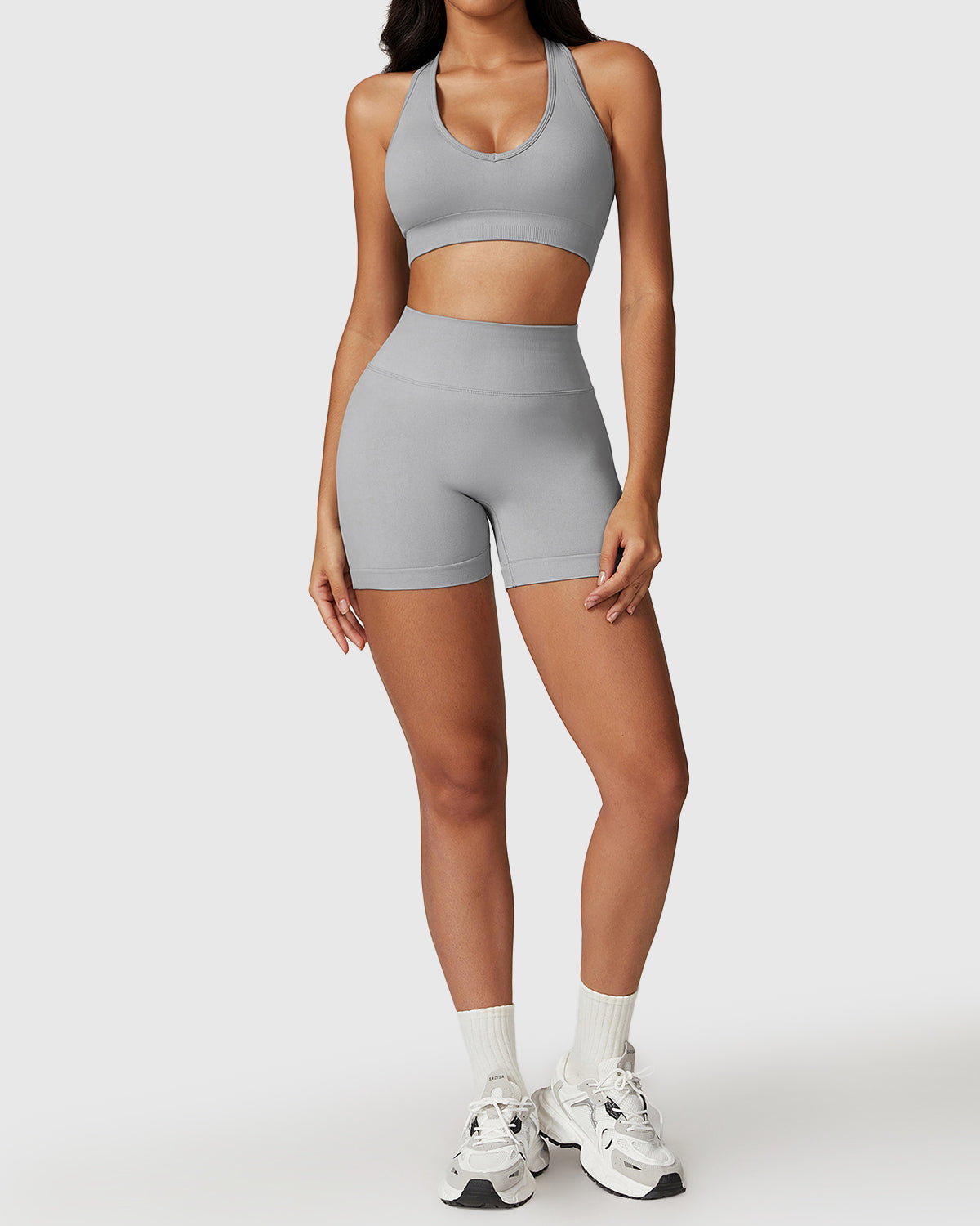 Scoop Neck Bra with Seamless Sports Shorts