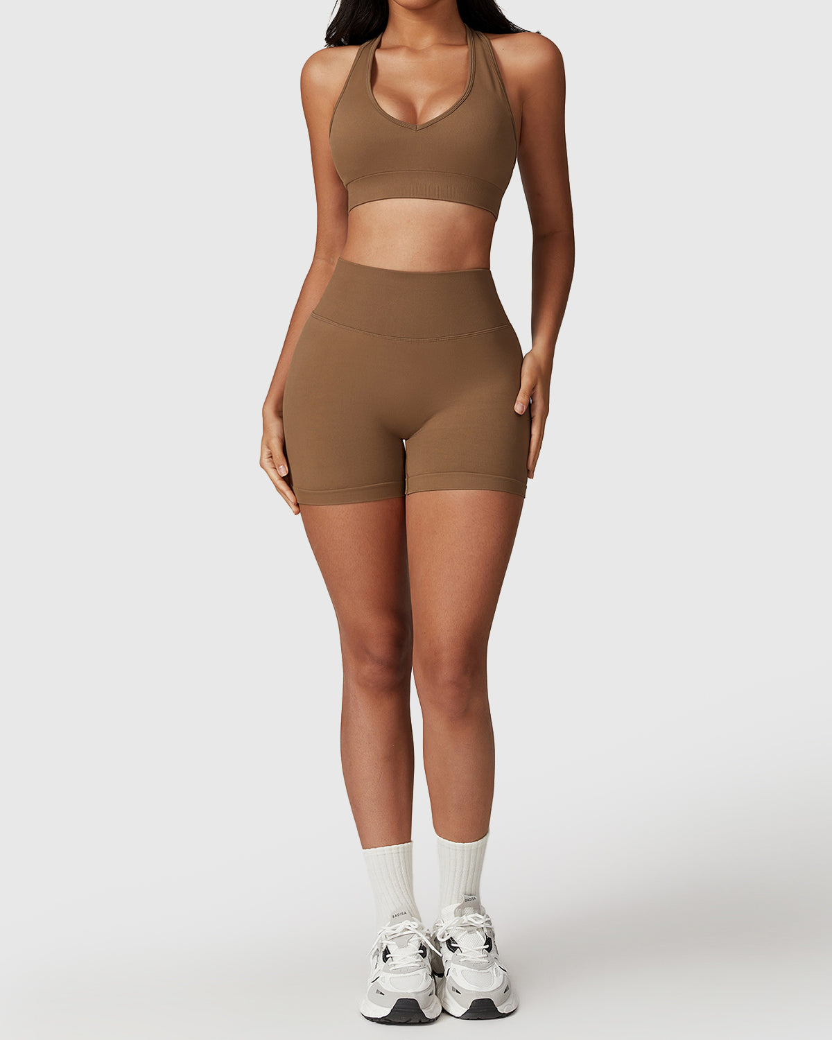 Push-Up Sports Bra with Elastic Waist Yoga Shorts