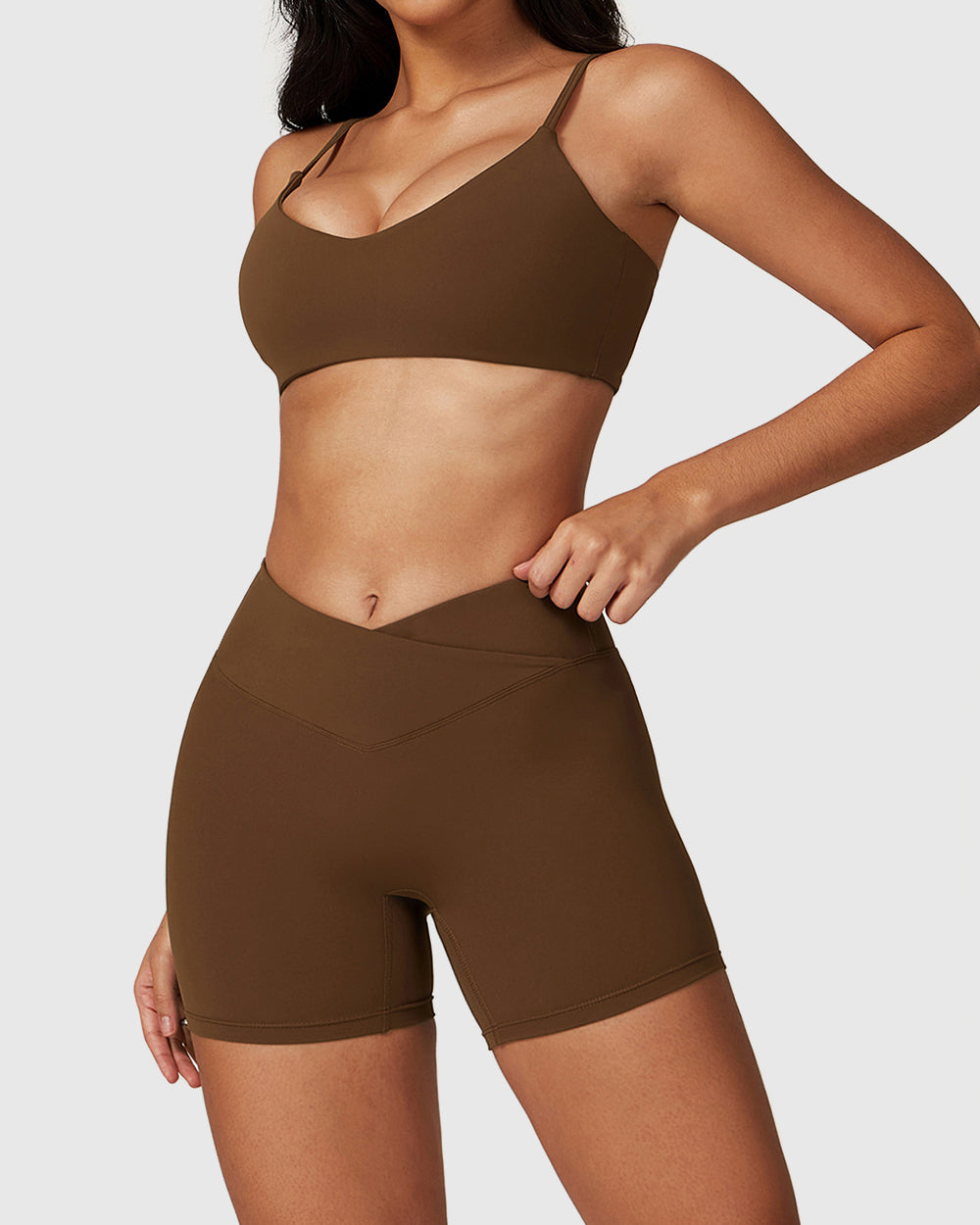 Brown Women's Yoga Bra with Backless Design
