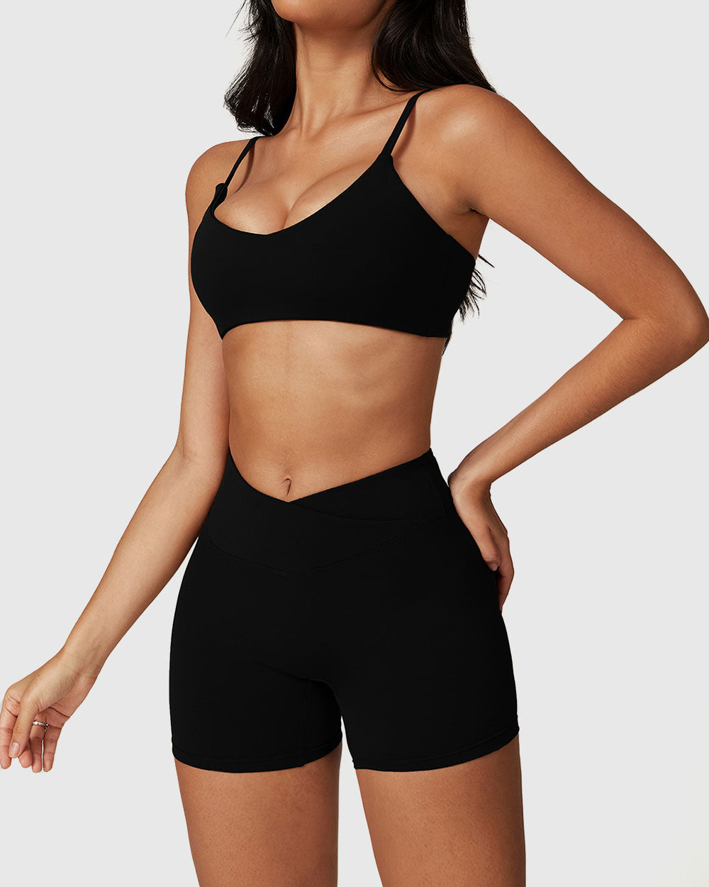 Moisture-Wicking Strappy Women's Workout Bra - Stylish Shorts