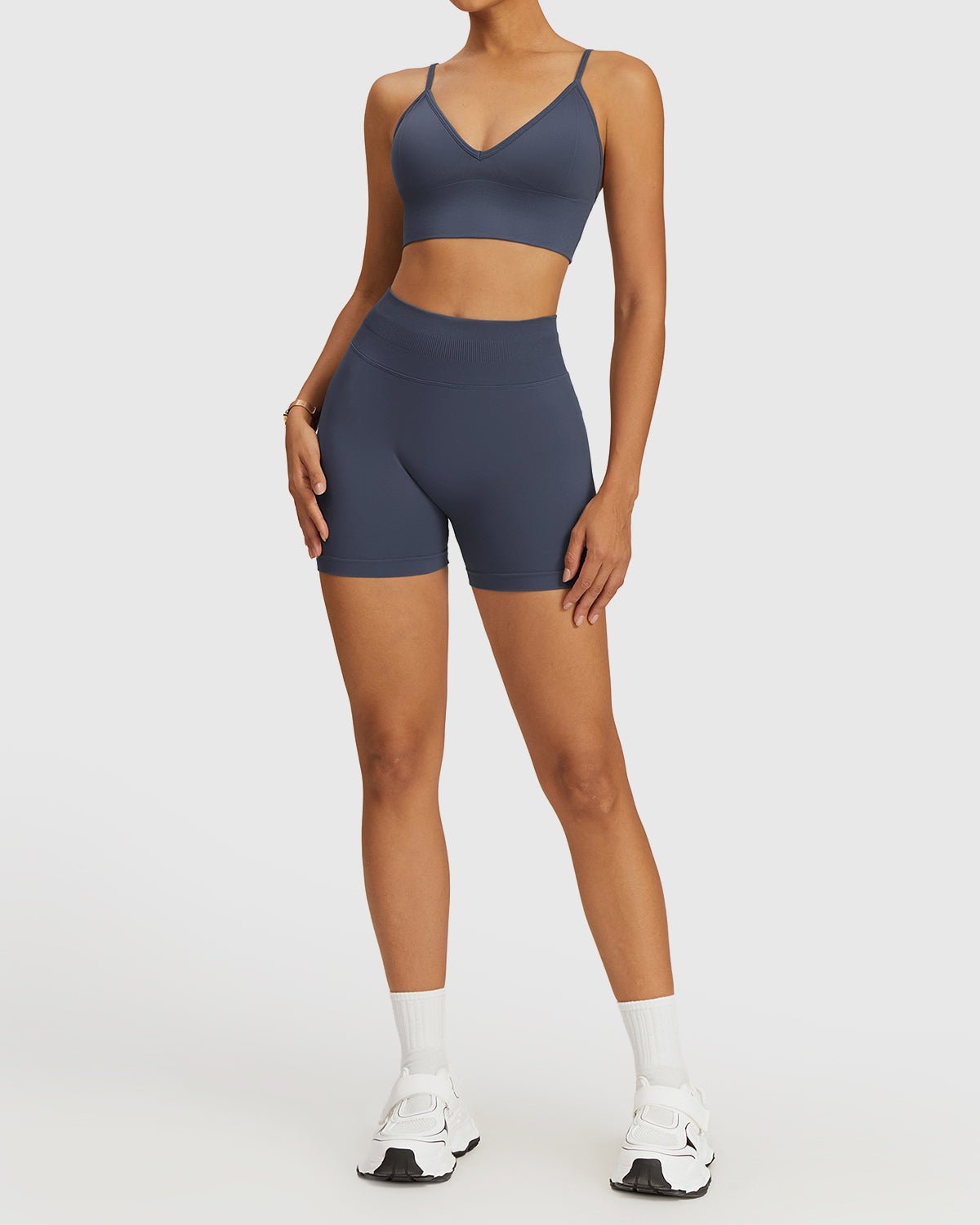 Women's Strappy Workout Bra - Stylish Shorts