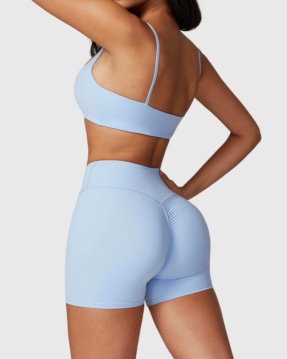 Light Blue Women's High-Waisted Gym Shorts